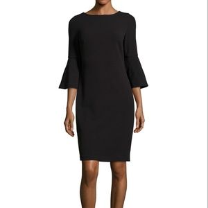 Calvin Klein Size 8 Bell Sleeve Black Sheath Dress